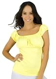 Cute Babydoll Fitted Top with Slinky Cap Sleeves from Hot Fash Tops - NAOMI Yellow