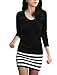 Allegra K Ladies Scoop Neck Full Sleeve Textured Stripes Mini Dress Black M