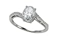 2.02 cttw White CZ Engagement Ring with Diamonds by Zoe R(tm) - White Gold
