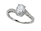 2.02 cttw White CZ Engagement Ring with Diamonds by Zoe R(tm) - White Gold