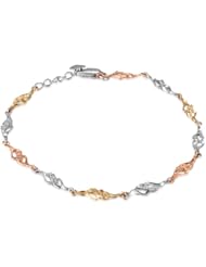 14K Italian Tri-Color Yellow, Rose and White Gold Infinity Love Swirl Twist Segment Bracelet (6.5"), Women Jewelry in Gift Box