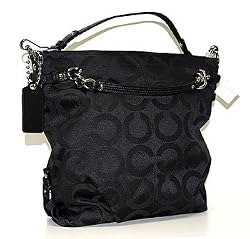 Coach Signature Op Art Brooke Sateen Shoulder Hobo Bag Purse 14146 Black