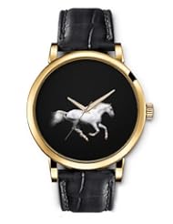 SPRAWL Aanalog Fashion Series Gold Ladies Watches of Genuine Black Leather Strap,Unique Wrist Watch for Women Girls Designed with white Horse