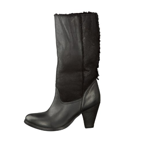 Bronx Damen Lederstiefel (Schwarz, 41)