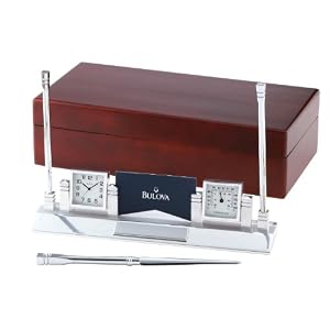 Bulova B7229 Apex Executive Desk Clock Thermometer