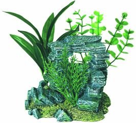 Exotic Environments Rock Arch with Plants Aquarium Ornament, Small