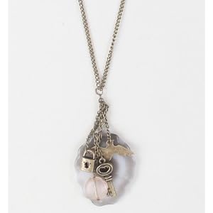 Kirra Stone Pearl Lock Charm Necklace