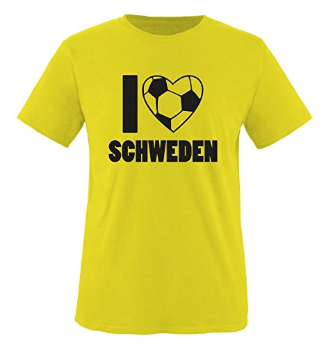 I LOVE SCHWEDEN – Kinder T-Shirt – Gelb / Schwarz Gr. 122-128