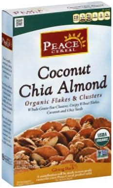 Peace Cereal Organic Flakes & Cluste Roasted Coconut Chia Almond 11 Oz (Pack of 6)