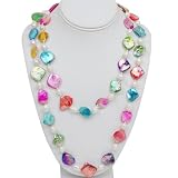46" Amazing Multi-Color Genuine Freshwater Pearl and Shell Pearls Necklace