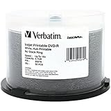 Verbatim 4.7 GB up to 16x DataLifePlusWhite Inkjet PrintableHub Printable Recordable Disc DVD-R 50-Disc Spindle 95079