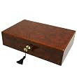 Watch Box for 12 Watches Burlwood Finish Inlaid Edge Removable Tray Extra Clearance Large Cushions Key