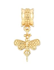 Reflection Beads Silver Gold Plated Flying Dragonfly Nature Dangle