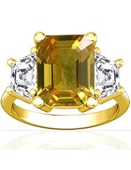 14K Yellow Gold Emerald Cut Yellow Sapphire Three Stone Ring