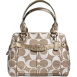 Coach Penelope Shantung Signature Satchel in Khaki/Gold 13286