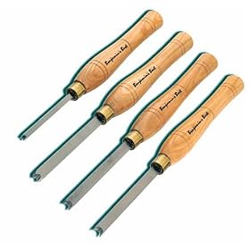 PSI Woodworking LCBEAD4 4 Piece HSS Bead Cutting Lathe Chisel Set