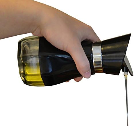 Oil Dispenser Bottle, Vinegar Cruet, With Unique Twist Top, Glass Soy Sauce Pot, 10.8 oz., Black