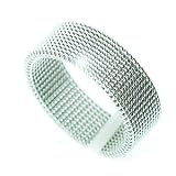Mens Stainless Steel Mesh Ring - UK Size U
