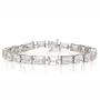 10k White Gold Emerald Cut White Topaz Bracelet, 7"