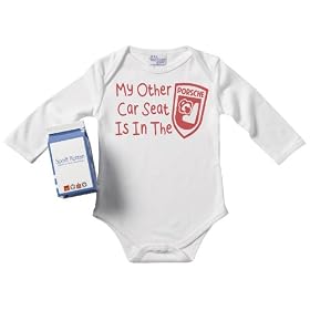 Spoilt Rotten - My Other Car Seat Is In The Porsche II Body b�b�, 100 % coton bio : Tailles disponibles de 0 � 18 M, BLANC/NOIR + jolie bo�te cadeau en forme de brique de lait