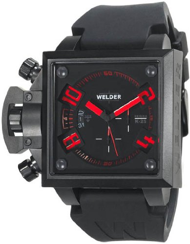 K25B Series Black Dial Red Hands Black Strap Stainless Steel Case Chronograph