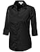 FPT Womens 3/4 Sleeve Collar Button Down Shirt