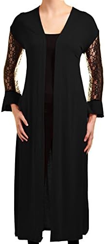 Takuni Womens Jersey Lace Cardigan (Black, 1X)