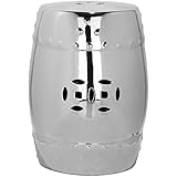 Safavieh Castle Gardens Collection Modern Ming Ceramic Garden Stool, Silver