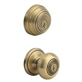Kwikset 991J 5 SMT CP Juno Knob and Deadbolt Combo Pack Featuring SmartKey, Antique Brass