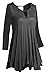 Women's Round Keyhole Neck & Back 3/4 Sleeve Loose Casual Flare Tunic Top