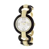 Anne Klein New York Women's 121966SVBB Gold-Tone Open Link Black Bracelet Watch