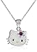 Hello Kitty Girl's Sterling Silver Simulated Birthstone Pendant Necklace, 18