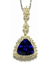 18K Yellow Gold Tanzanite and Diamond Pendant -- LIFETIME WARRANTY