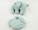 Alimrose Designs Set Matching hand knitted booties in pale blue with knitted elephant squeaker.