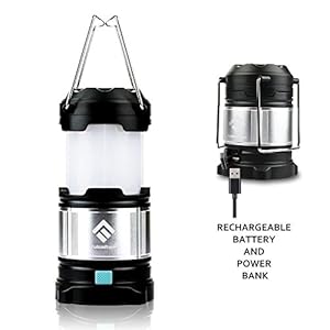 LED Camping Lantern Flashlights, Fuleadture Portable Outdoor Rechargeable Lanterns with Hang Hook & 4400mAh USB Power Bank for Hiking, Reading, Emergencies, Hurricanes