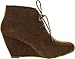 Anna Sally-5 Womens Adorable Almond Toe Lace Up Wedge Ankle Bootie