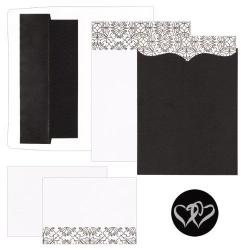 Hortense B. Hewitt Wedding Accessories Print Yourself Invitation Kit, Scroll Pattern And Pocket, Pack of 25