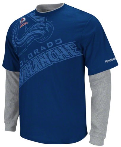 NHL Men's Colorado Avalanche Scrimmage Splitter Long Sleeve Tee (Navy, Large)