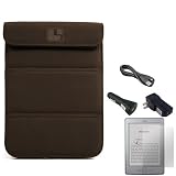 Smart Glove - Brown Premium Durable Leather Cover Sleeve Carrying Case can easily be converted to a stand For Amazon Kindle Touch ( Wi-Fi 6 E Ink Display ) + a USB Car Charger + a USB Home Charger + a USB Data/Sync Cable