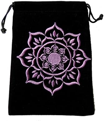 Black Velvet Drawstring Tarot Bag - Lotus