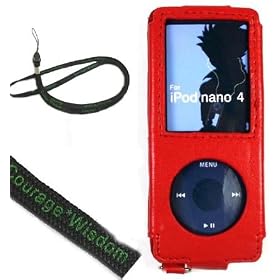 (6 in 1 Preimum Ipod Nano Package) Leather Case with Swivel Belt Clip for Apple iPod Nano Nano-Chromatic 4th Generation 8gb 16gb (Nano Chromatic Not Included) + CAR CHARGER + TRAVEL CHARGER +USB Cable for ipod nano chromatic + Screen Protector Kit + Cloth + BONUS Wisdom*Courage Neckstrap