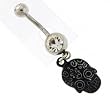 Black Skull with Tatoos Stainless Steel Belly Ring