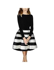 Above the Knee Striped Print Cotton/Knit Mini Dress 