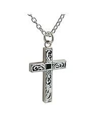British Jewellery Workshops Silver 30x20mm solid Block cross on a Cable Chain