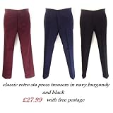 Classic Retro Mod Sta Press Trousers Lots of colours FREE POSTAGE sizes 28 to 42by Relco