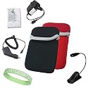 6 Item Amazon Kindle 2 Accessorie Kit Includes: Black / Red Reversable Carrying Sleeve + A Black LED Reading Light + Car Charger + Wall Charger + A Screen Protector + A Live*Laugh*Love Wrist Band!!!