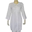 Cotton Womens Clothing White Kurtis Womens Top Chikan Embroidery Size XS