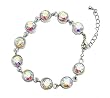Bracelet - B115 - Round CZ Crystal Link ~ Clear AB (Irridescent)