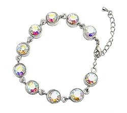 Bracelet - B115 - Round CZ Crystal Link ~ Clear AB (Irridescent)