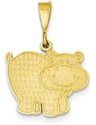 14K Gold Polished Hippo Pendant Jewelry FindingKing
